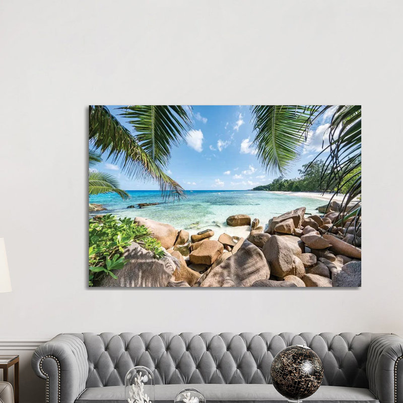 Red Rocks At The Anse Lazio by Jan Becke - Print on Canvas, Wrapped Canvas, 66.04 cm H x 45.72 cm W x 3.175 cm D