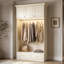 Armoire lumineuse 101,5 po H avec 2 tiroirs et tringle à vêtements, blanc