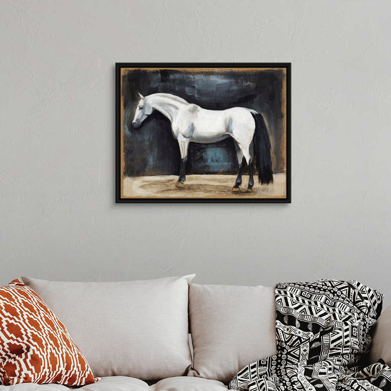 Équitation, art mural sur toile VI, H 26 po x l 32 po x P 2 po, Toile avec cadre noir