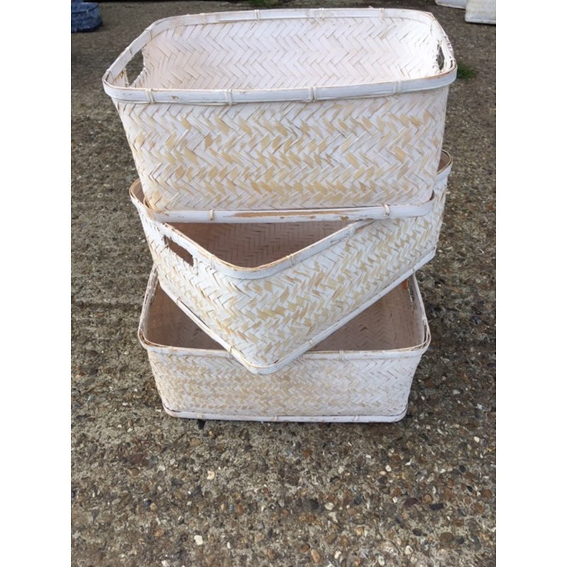 Breakwater Bay Bamboo Decorative Basket, White