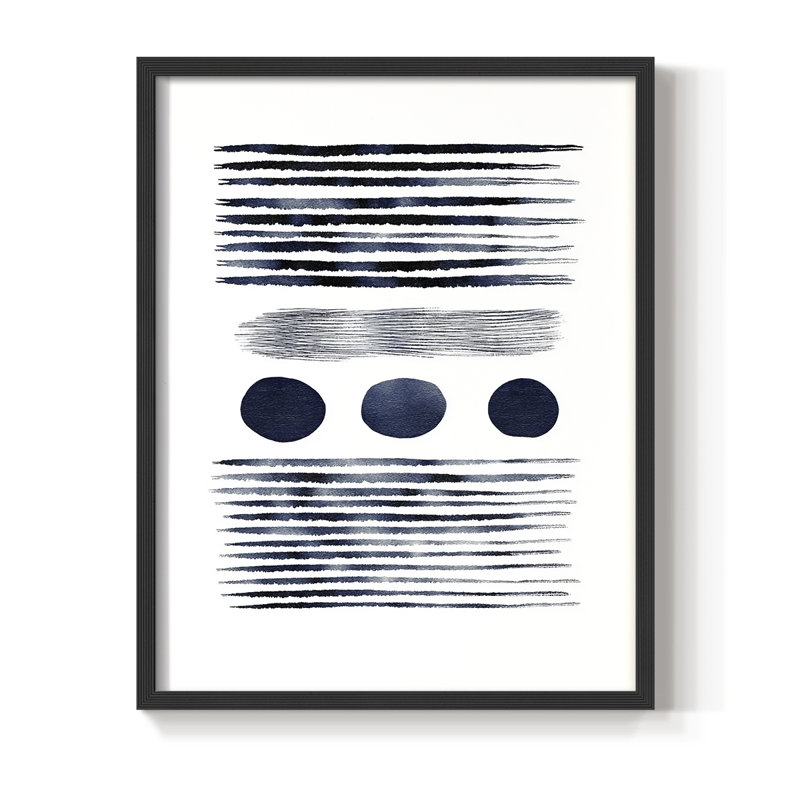 Abstract CCCLXXVI Framed Print - Ready To Hang, 14" H x 11" W, Black
