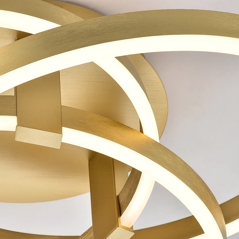 Alliber 1-Light Modern Square/Rectangle LED Chandelier with Aluminum Frame, Brushed Gold, 7" H x 23.2" W x 23.2" D