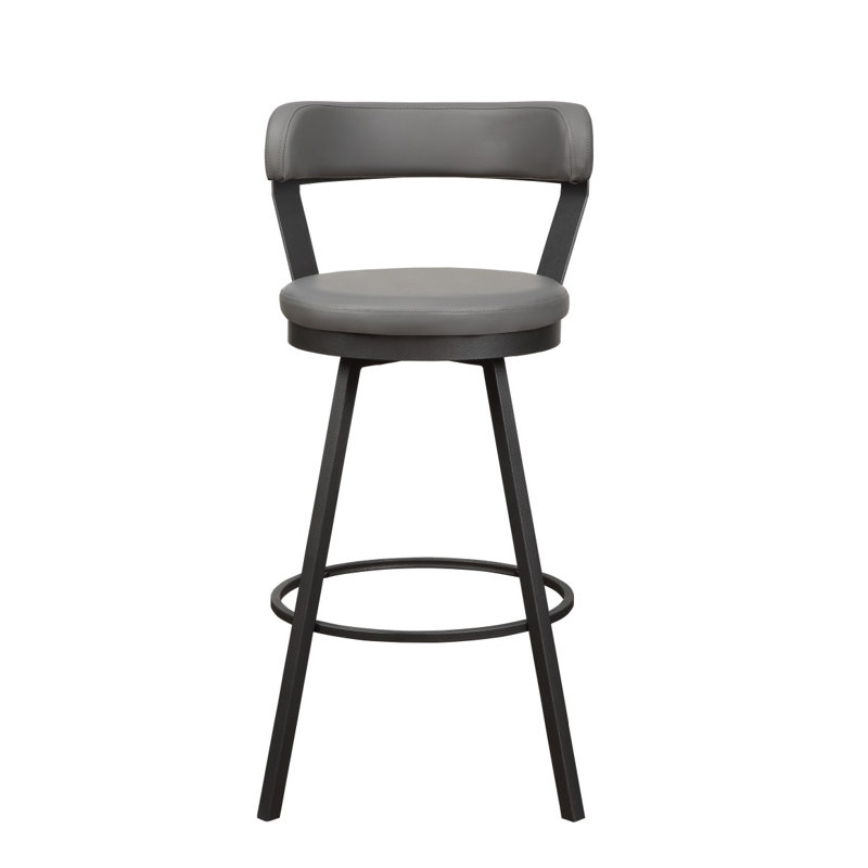Ensemble de chaises de pub en similicuir rembourrées en métal avec ensemble de 2 chaises pivotantes à 360 degrés, Gris