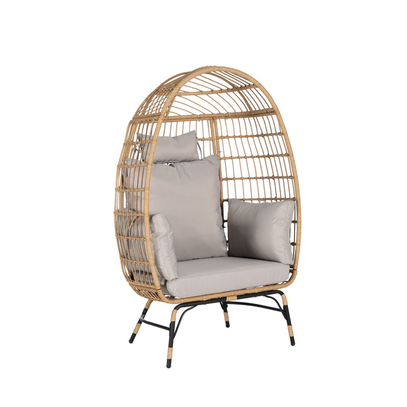 Fauteuil à œufs pour jardin - tissé à la main, couleur rétention, 26,77 po Largeur du colis, Gris clair