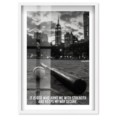 Dawn at the Baseball Park Shadowbox Print Mancave Wall Art by Notoriart, Black Frame, 10 x 15