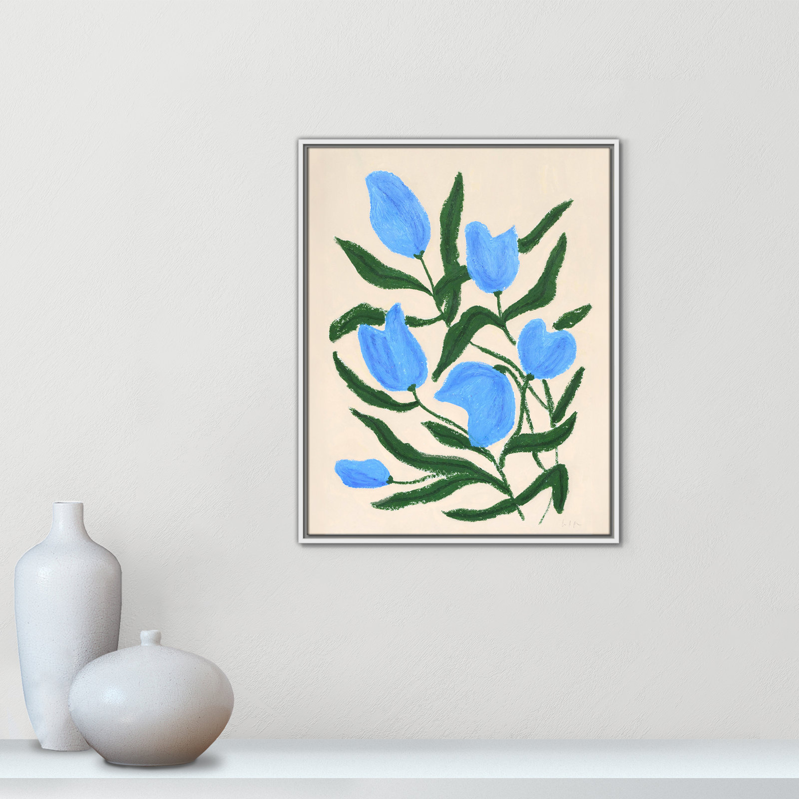 Blue Tulips Print by Camilla Bergqvist, 29.5" H x 23.5" W, White
