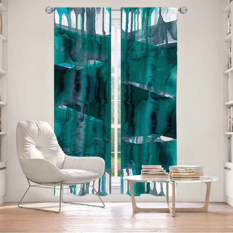 Jemine Room Darkening Curtain Pair, Teal, 20" W x 82" L