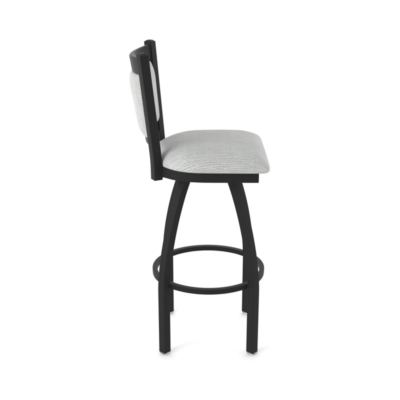 Hadleigh Swivel Stool, Fabric-Graph Alpine, Black Wrinkle, Bar Stool (30” Seat Height)