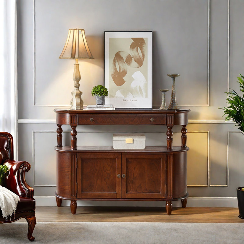 Retro Multifunctional Console Table, 35.43" H x 39.37" W x 13.78" D