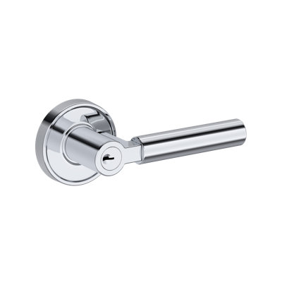 Lake Forest Keyed Entry Lever with Recessed Round Rose in Lifetime (PVD) Satin Brass