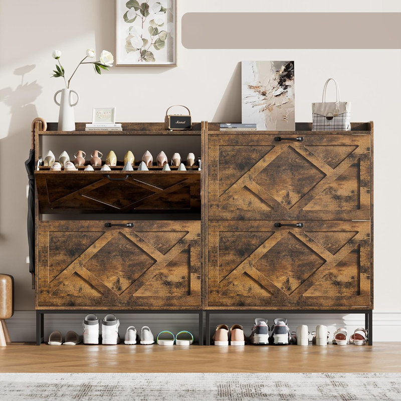 Farmhouse Thin Shoe Storage Cabinet