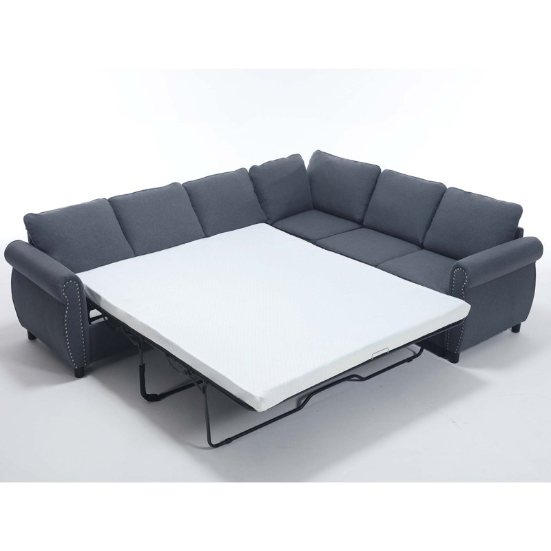 [NOUVEAU] [VIDÉO FOURNI Canapé-lit, canapé-lit gigogne 2 en 1, canapé-lit 6 places, canapé-lit modulaire en forme de L, canapé riveté, grand canapé-lit combiné de 104 po dans le salon, gris foncé