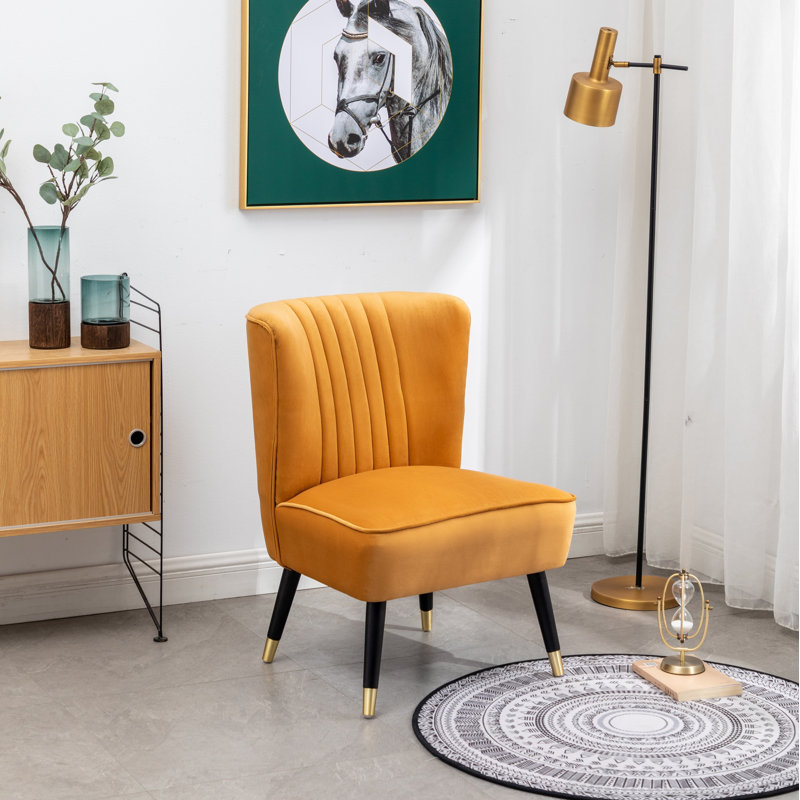 Elon Contemporary Velvet Upholstered Accent Chair, Gold Velvet