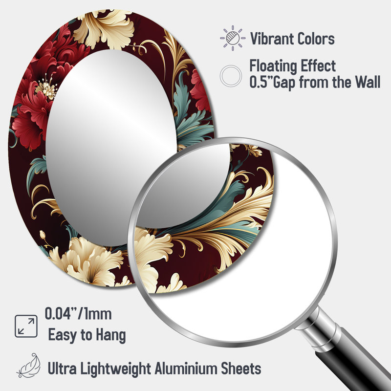 Victorian Renaissance Revival Victorian Pattern - Floral Round Mirror Wall Decor_MTMIR130997, 40" H x 30" W, Oval
