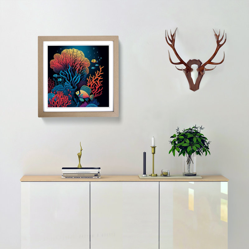 Coral Reef Pop Art - Framed Print, Oak