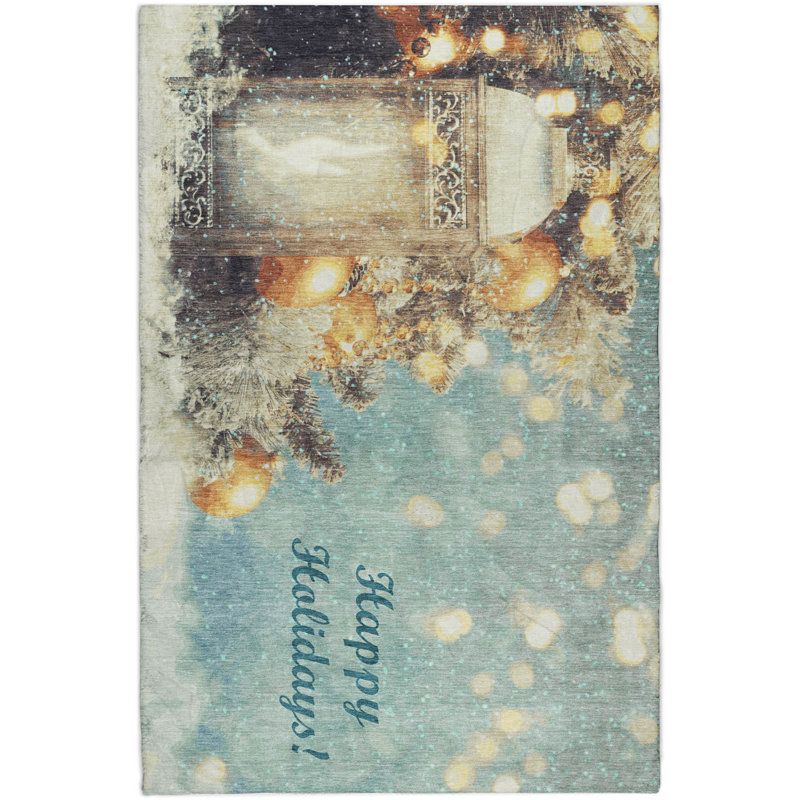 Premium Machine Washable Dream Shag ADS214 Christmas Lantern Rug, 8' x 10'