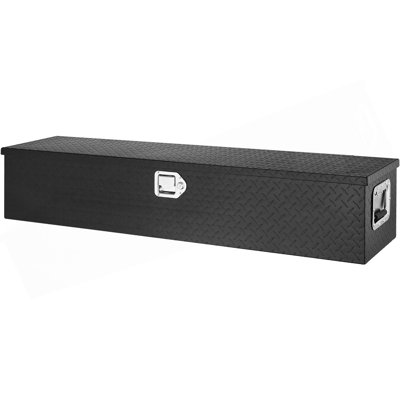 Heavy Duty Aluminum Truck Bed Tool Box, Diamond Plate Tool Box With Side Handle And Lock Keys, Storage Tool Box Chest Box Organizer For Pickup, Truck Bed, RV, Trailer, 48"X15"X15", Black