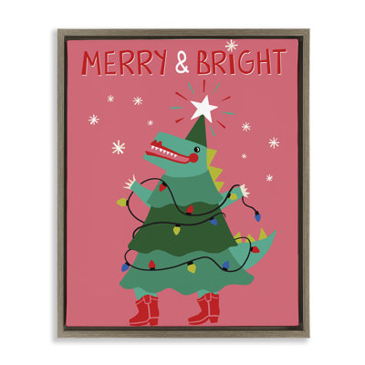 «Merry and Bright Dinosaur», art mural sur toile par Riley Hutchens