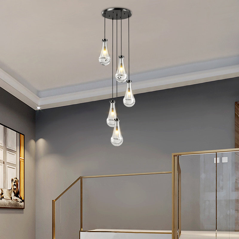 Luminaire suspendu 5 lumières, 5, Noir mat