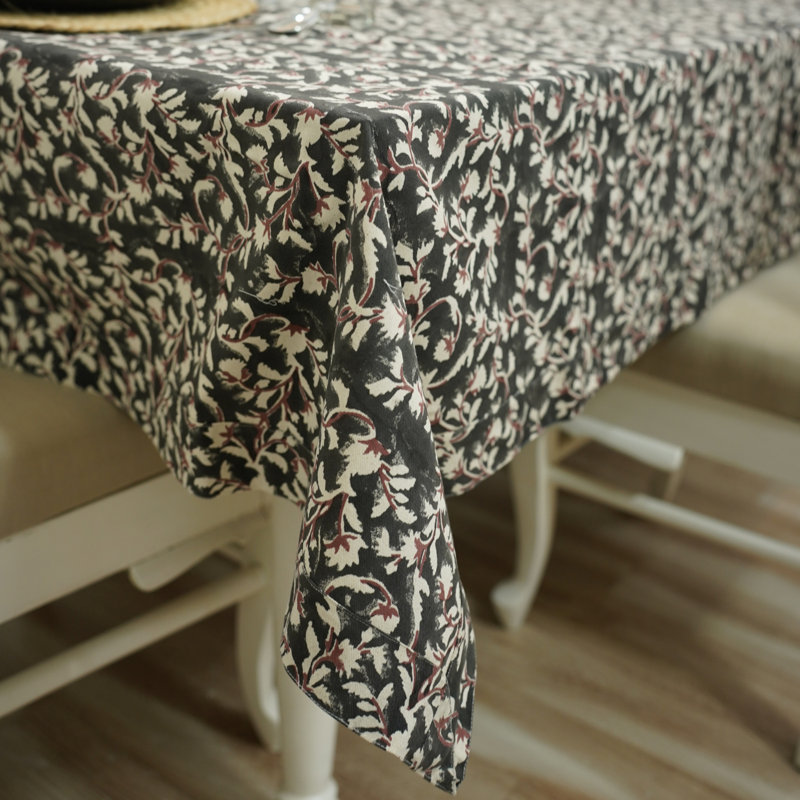Red Barrel Studio®  Hand Block Print Cotton Table Cover with Rich Detailing For Dining,Pushp Varsha (6 Seater)
