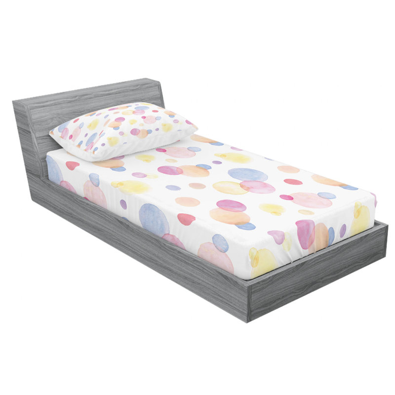 Microfiber Polka Dots Sheet Set, Twin XL Sheet Set + Fitted Sheet + 1 Pillowcase