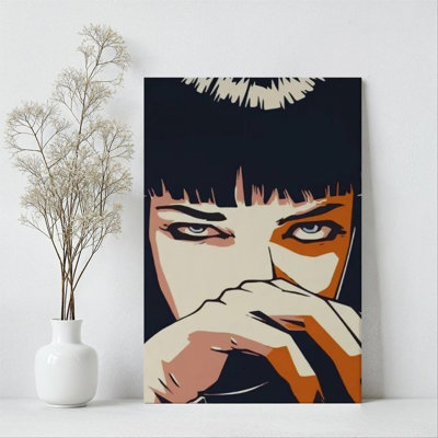 1Pc Framed Canvas Poster Print Anime character, stern gaze, cyberpunk style Wall Art Wall Pediments, Wall Decor, Perfect for Room Decor Living Room Be