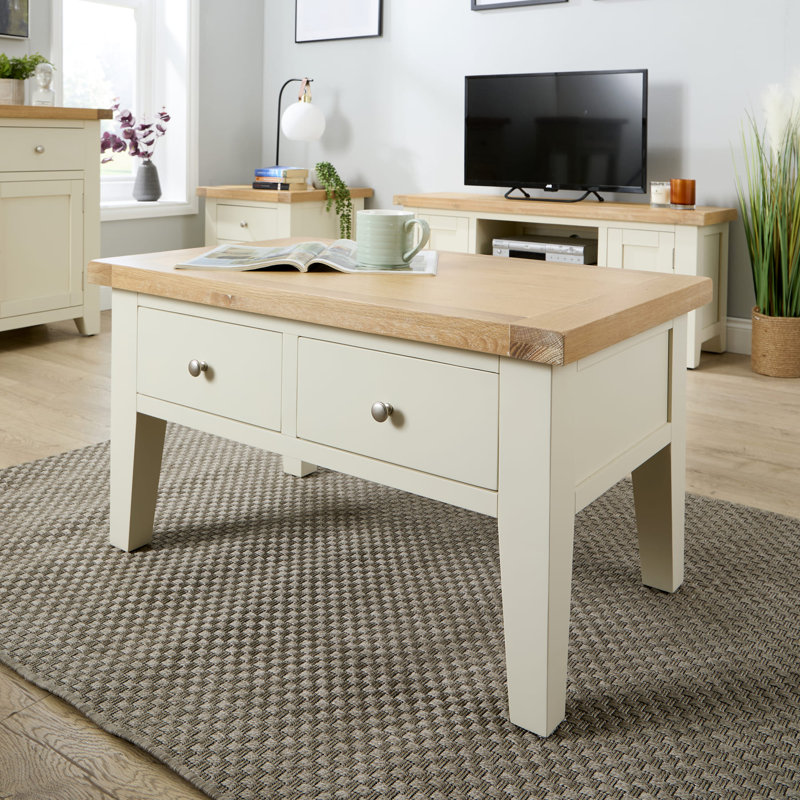 Cooksey Four Leg Coffee Table with Storage, White
