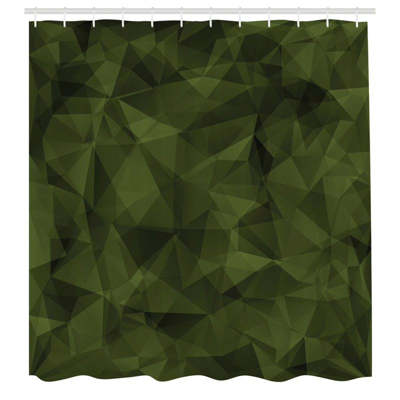 Geometric Shower Curtain with Hooks Included, 75"H x 69"W, Hunter Green