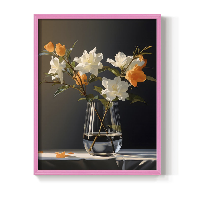 Reproduction encadrée Classy Vase II - bois massif, H 21 po x l 17 po, Rose