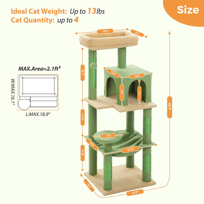 Eluster H 45,669291338583 po, Vert, 45.7" H x 17.7" W x 16.1" D
