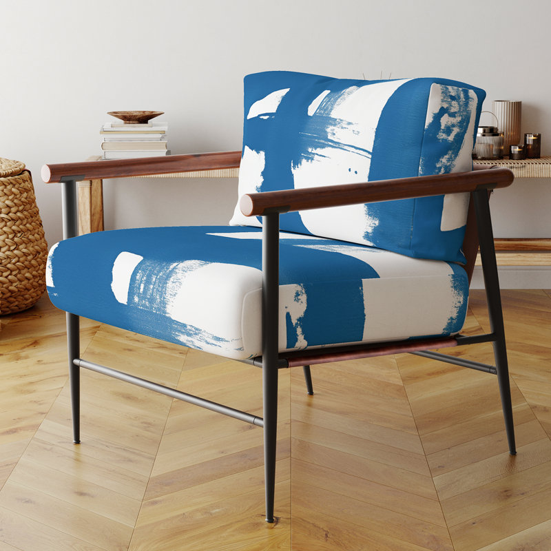 Tomalin Crossing Paths I - Fauteuil d'appoint rembourré moderne, Noir, noir, noir, noir