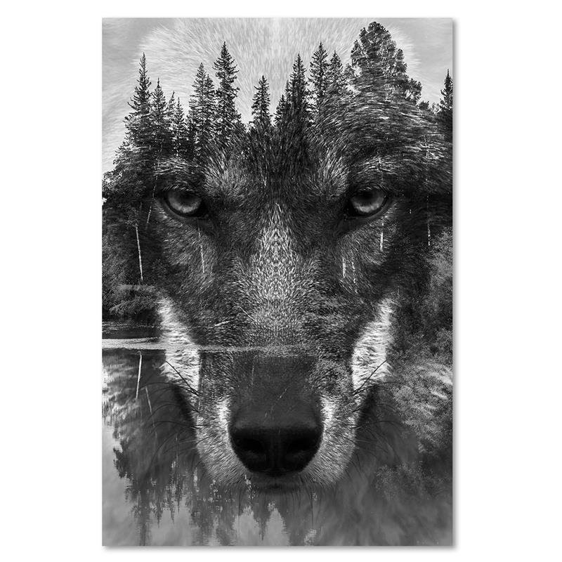 Leinwandbild Black Wolf Abstract