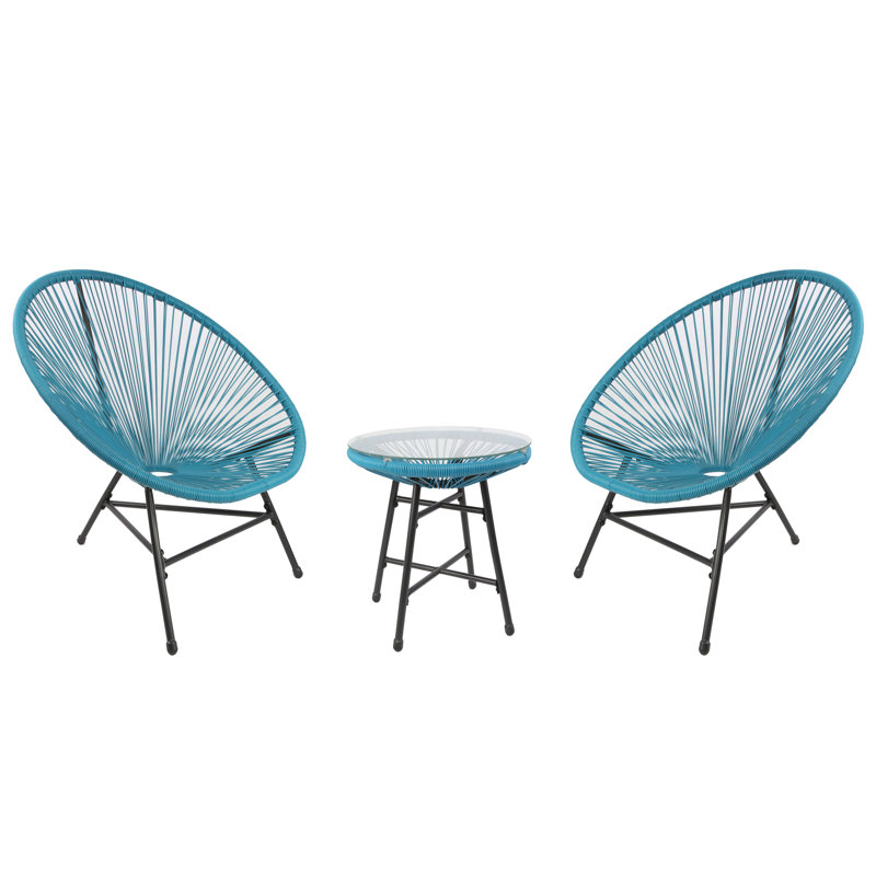 Carlson 2 Seater Outdoor Conversation Sets, Blue/Black, Black