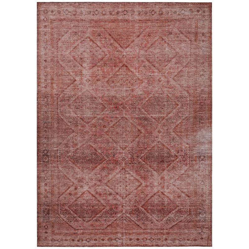 Tapis intérieur / extérieur lavable 8 pi x 10 pi rose et ivoire