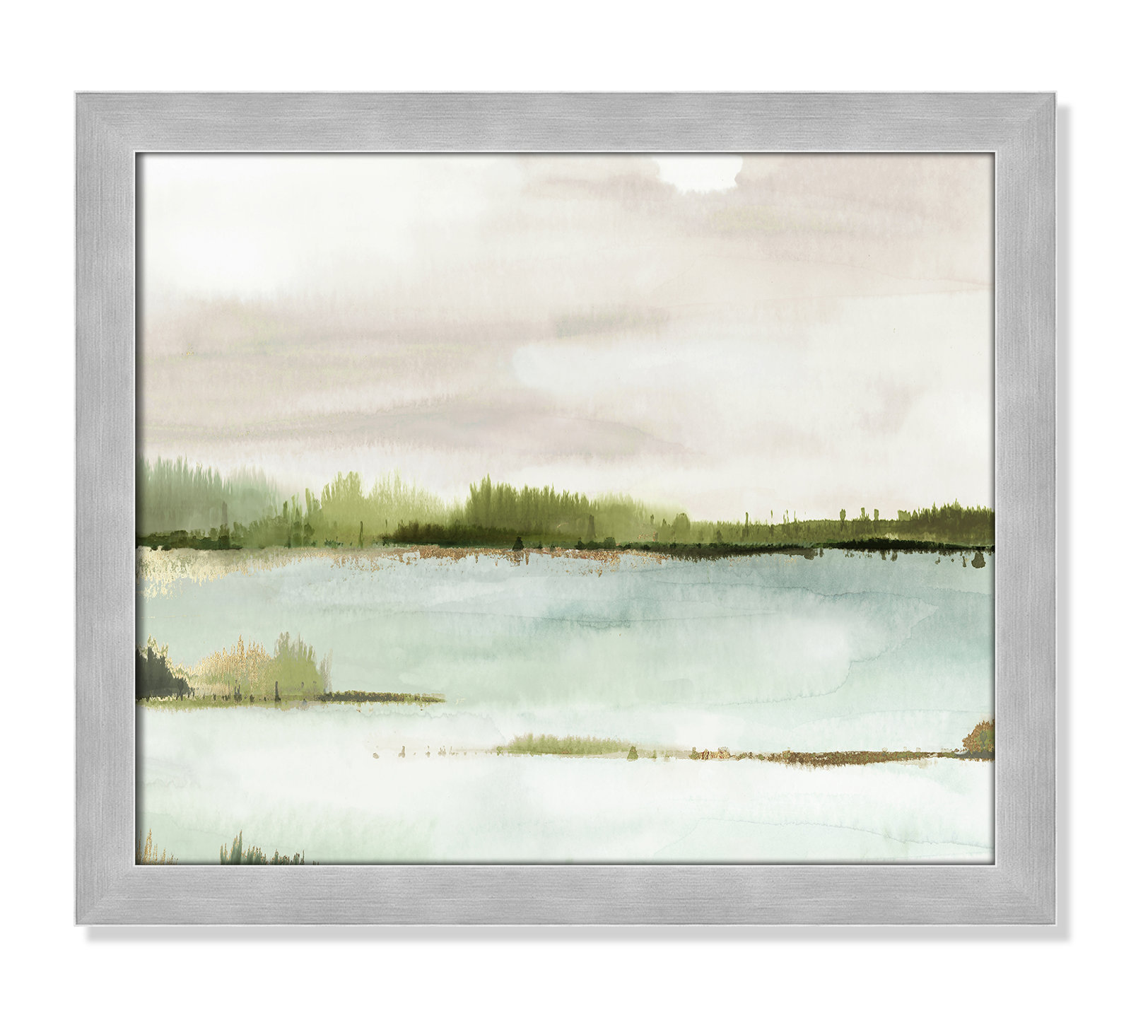 Adamsville "Silent Lake" Painting, 17" H x 20" W x 1.12" D, Matte Silver Framed