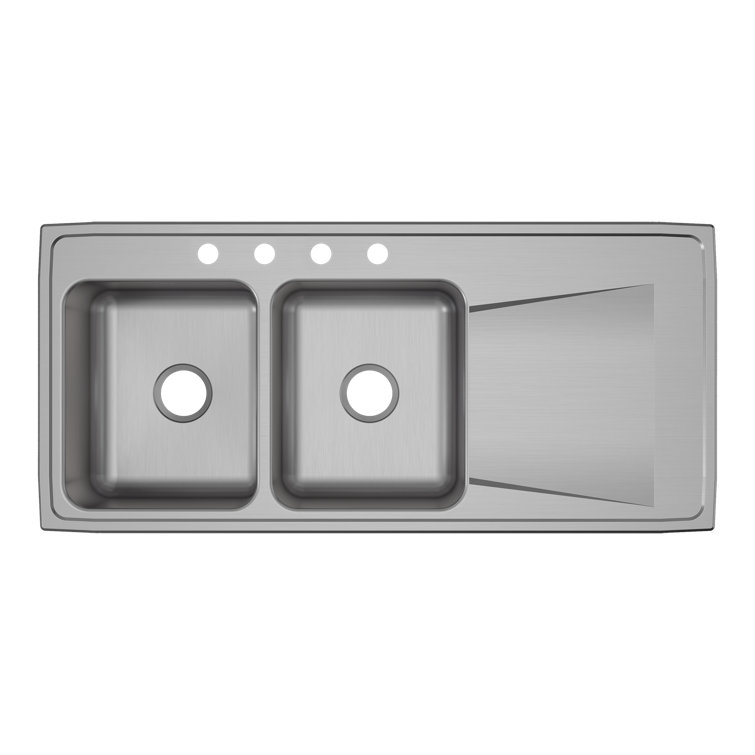 Lustertone 48" L x 22" W Double Basin Drop-In Kitchen Sink