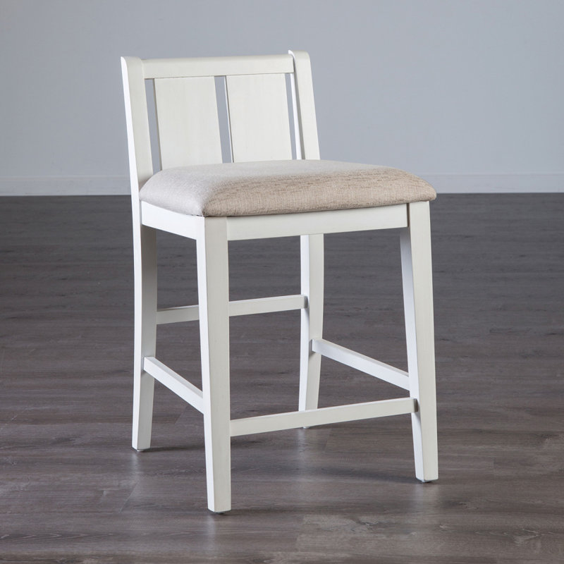 Ensemble de salle à manger de style transitionnel 3 pièces blanc et gris 1 table à hauteur de comptoir et 2 chaises avec tablettes et tablettes