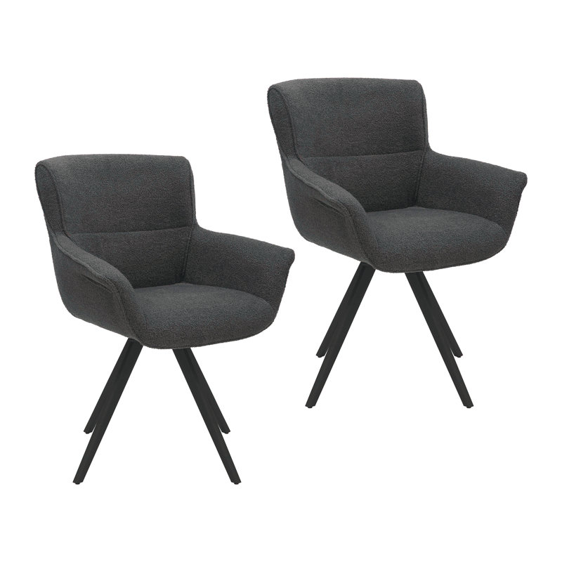 Ensemble de 2 chaises pivotantes en tissu Iunia, Gris foncé