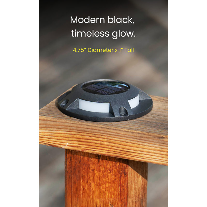 Solar Powered Integrated LED Deck Light Pack, Black