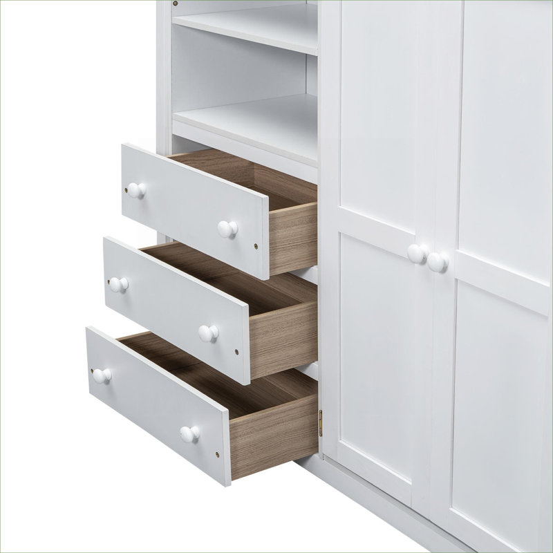 Lit mezzanine Modern Silhouette, mobilier de chambre double avec espace de travail de rangement intégré, fabrication en bois massif blanc