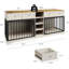Meuble double 82 po avec tiroirs et tablettes, meuble télé en bois pour grands chiens 82 po, blanc-1798259979