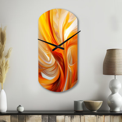 Orange Abstract Warm Fractal Design VII - Cylinder Shape Unique Fractals Wall Clock