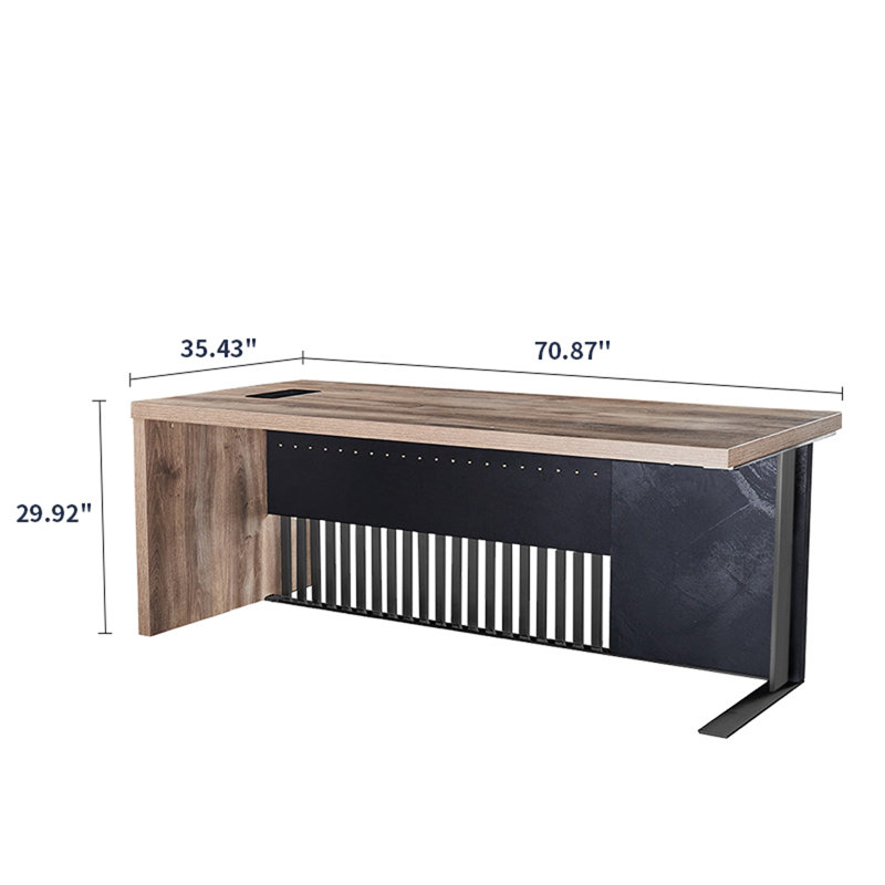 Modern Executive Office Desk, Computer Writing Desk for Home Office, Business Furniture Desk Workstation Stainless Steels Sturdy Frame 1.97IN Thick Desktop