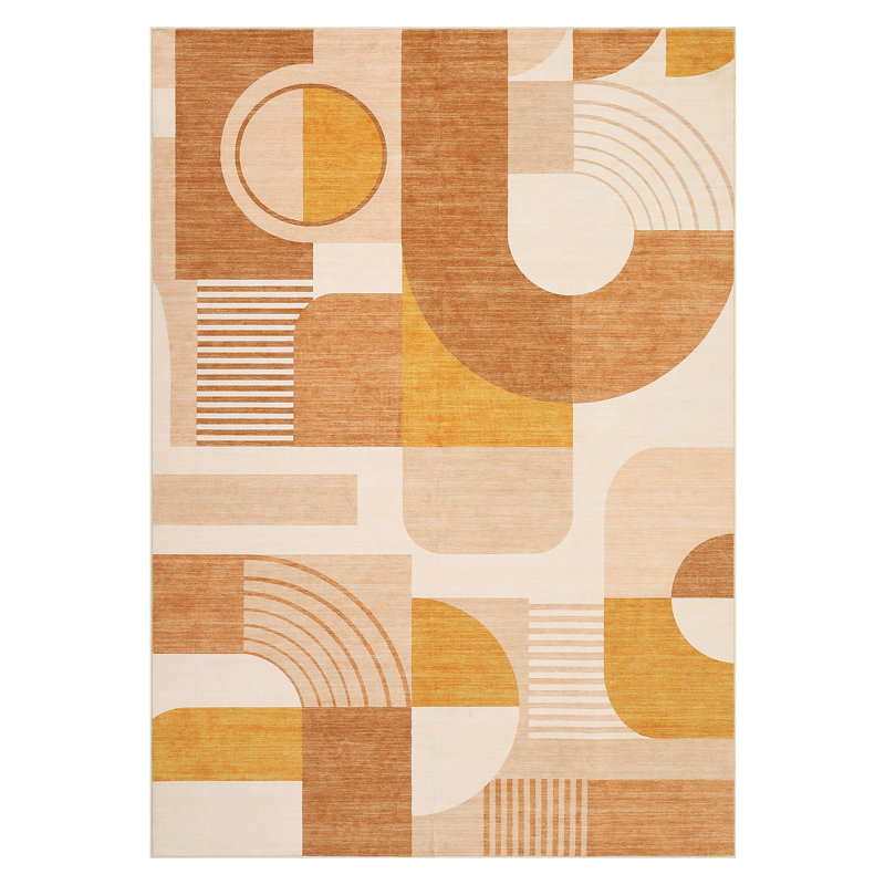 Tapis à motif géométrique Boho - Tapis doux, à poils courts, lavable et antidérapant