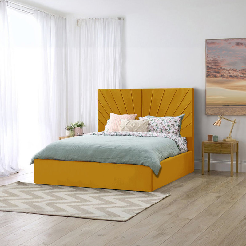 Addilee Upholstered Bed, Double (4'6), Turmeric