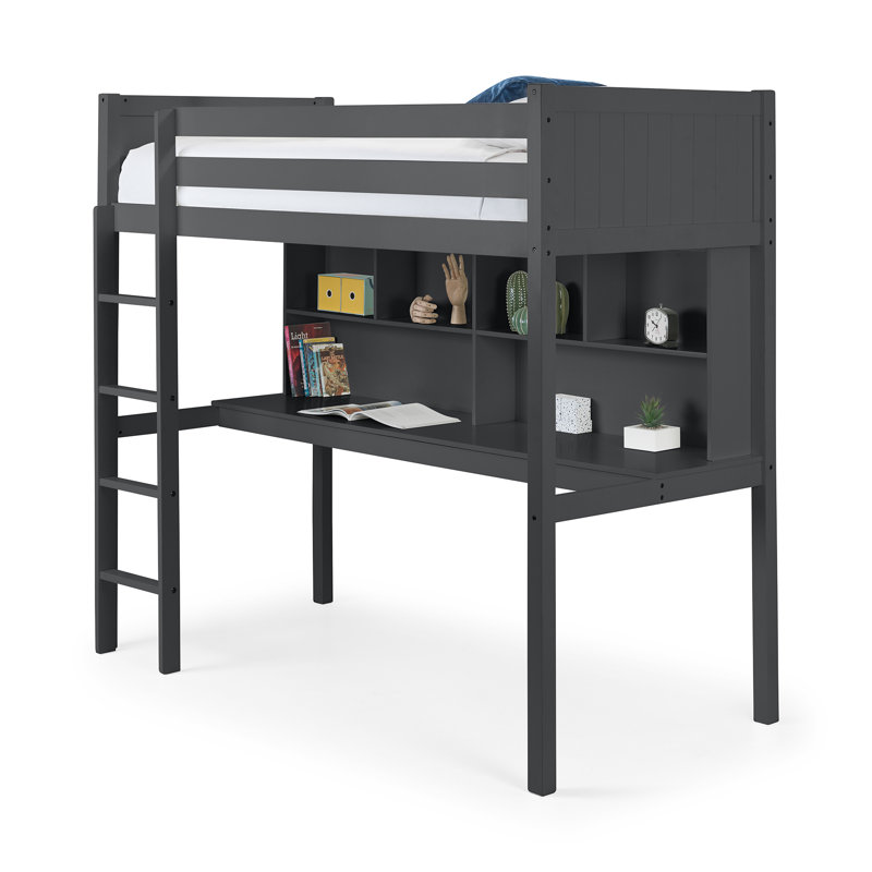 Patrice Single (3') High Sleepers with Storage Included with Built-in Ladder Included with Desk Included, Anthracite