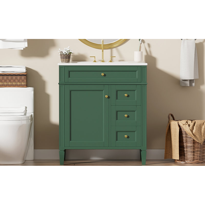Meuble-lavabo de 30 po avec lavabo supérieur, Vert