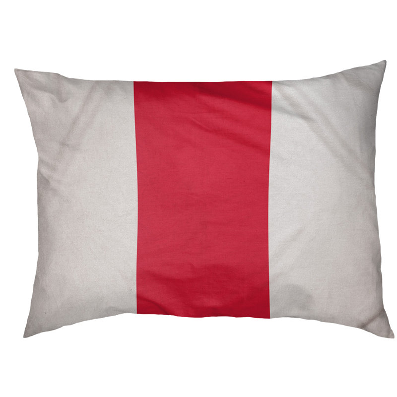 Indiana Striped Polyester Pet Bed, Large (40" W x 30" D x 6.5" H), White/Red