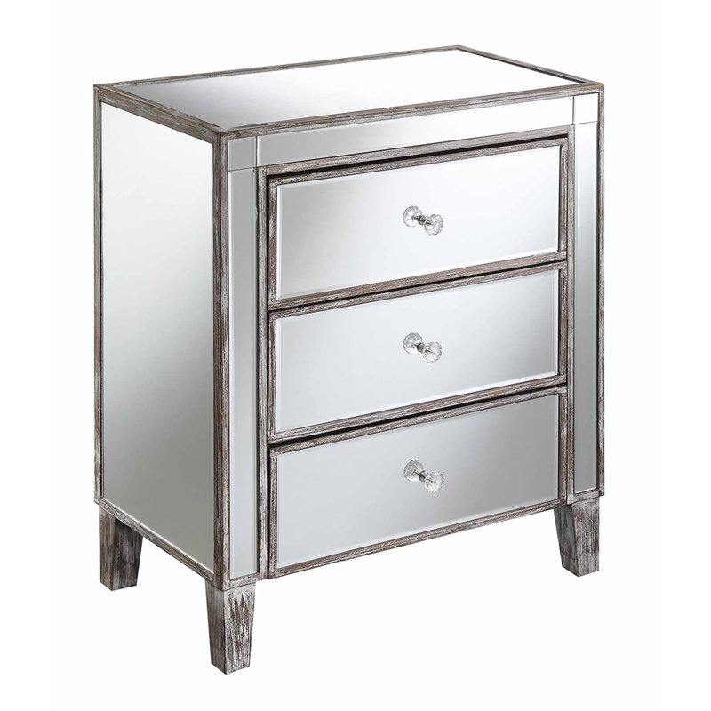 Table de bout à 3 tiroirs avec rangement Claybrooks, Gris patiné