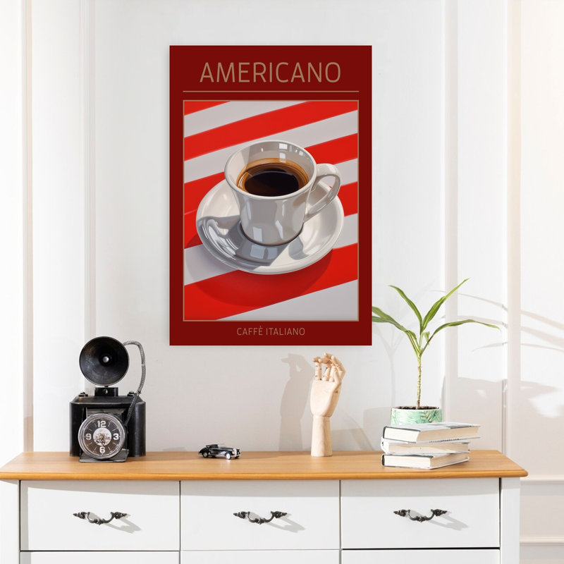 Art mural classique audacieux classique Americano Coffee, H 24 po x l 16 po